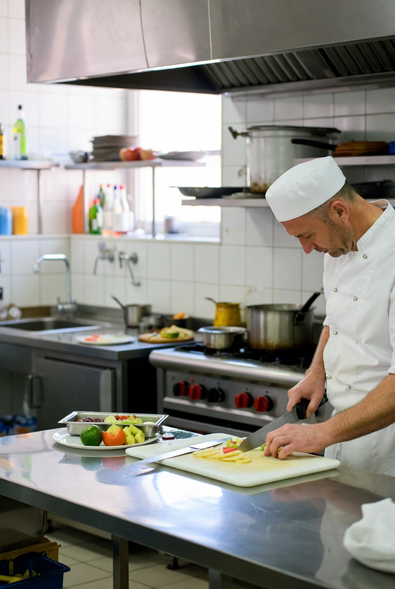 Nerūdijančio plieno gaminiai šviežių produktų paruošimo zonoje